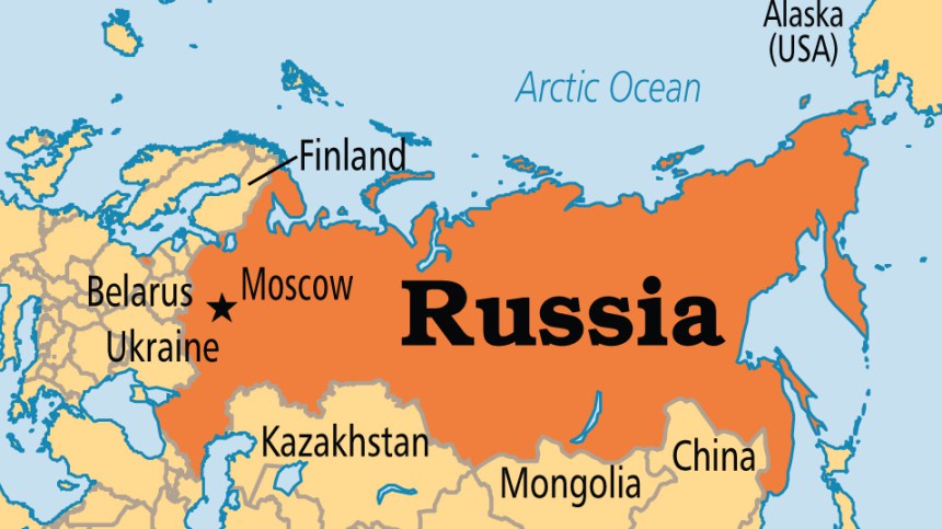 Map showing Russia